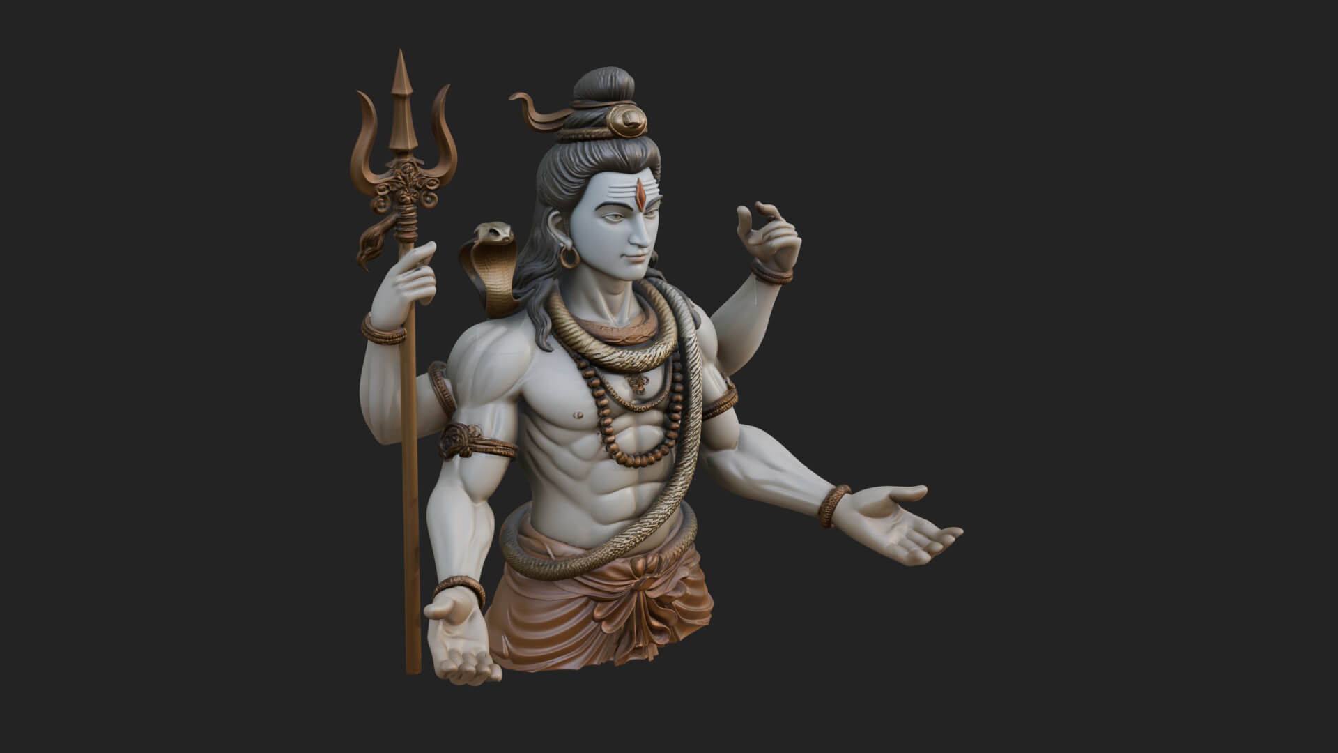 Shiva with Trident Statue Design 10 3D Print Model 3D Model