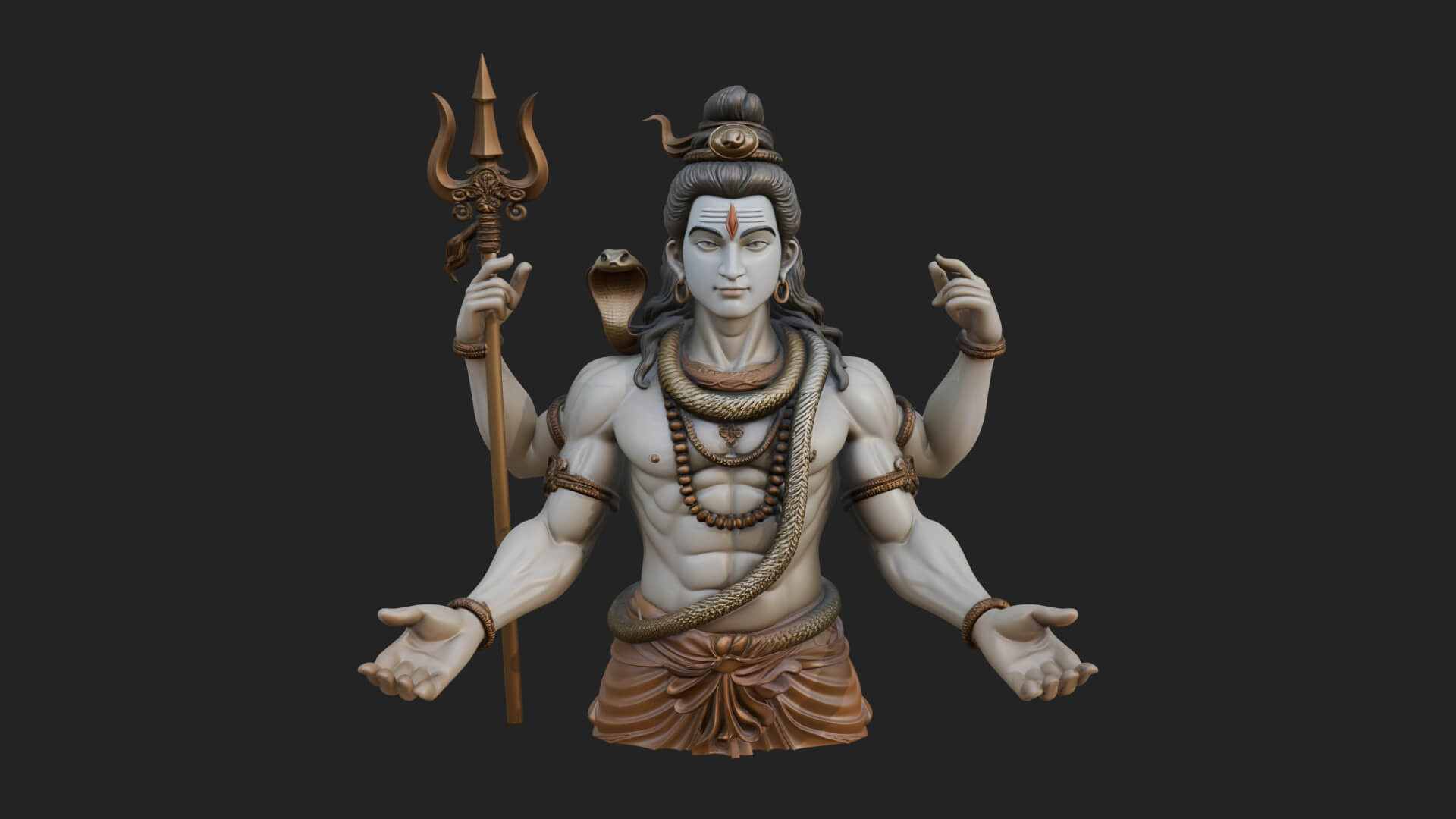 Shiva with Trident Statue Design 10 3D Print Model 3D Model