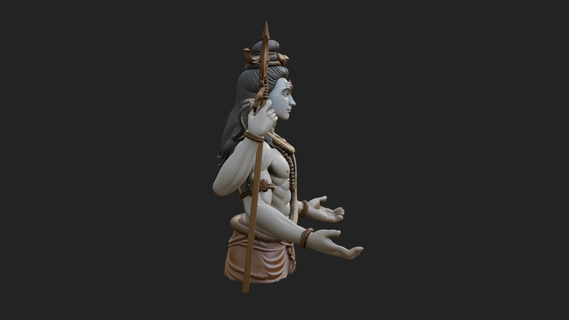 Shiva with Trident Statue Design 10 3D Print Model 3D Model