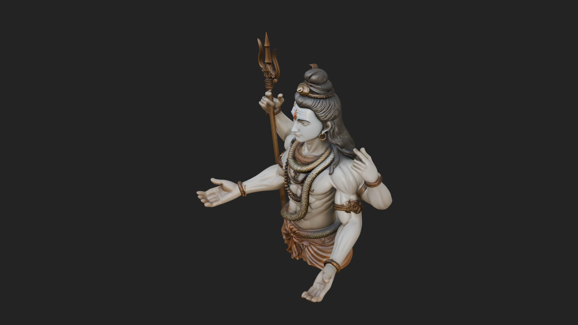 Shiva with Trident Statue Design 10 3D Print Model 3D Model