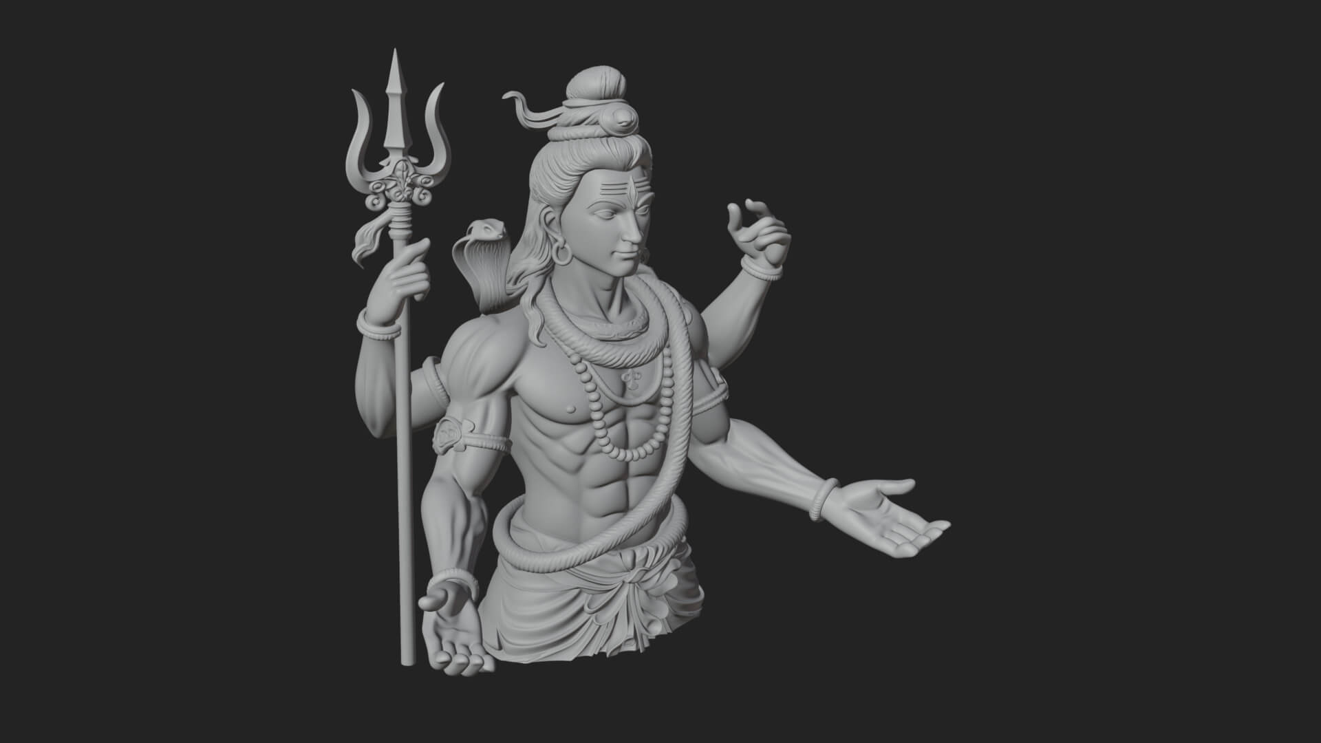 Shiva with Trident Statue Design 10 3D Print Model 3D Model