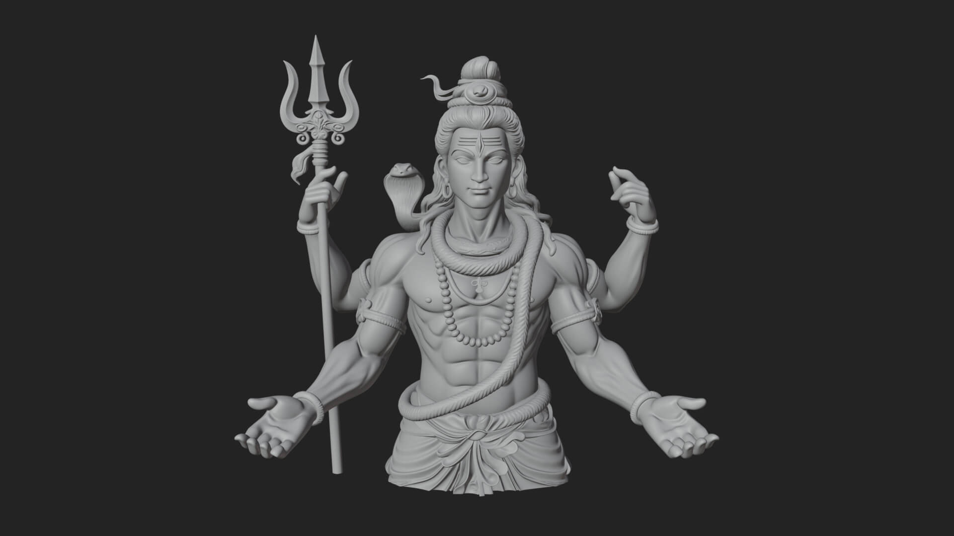 Shiva with Trident Statue Design 10 3D Print Model 3D Model