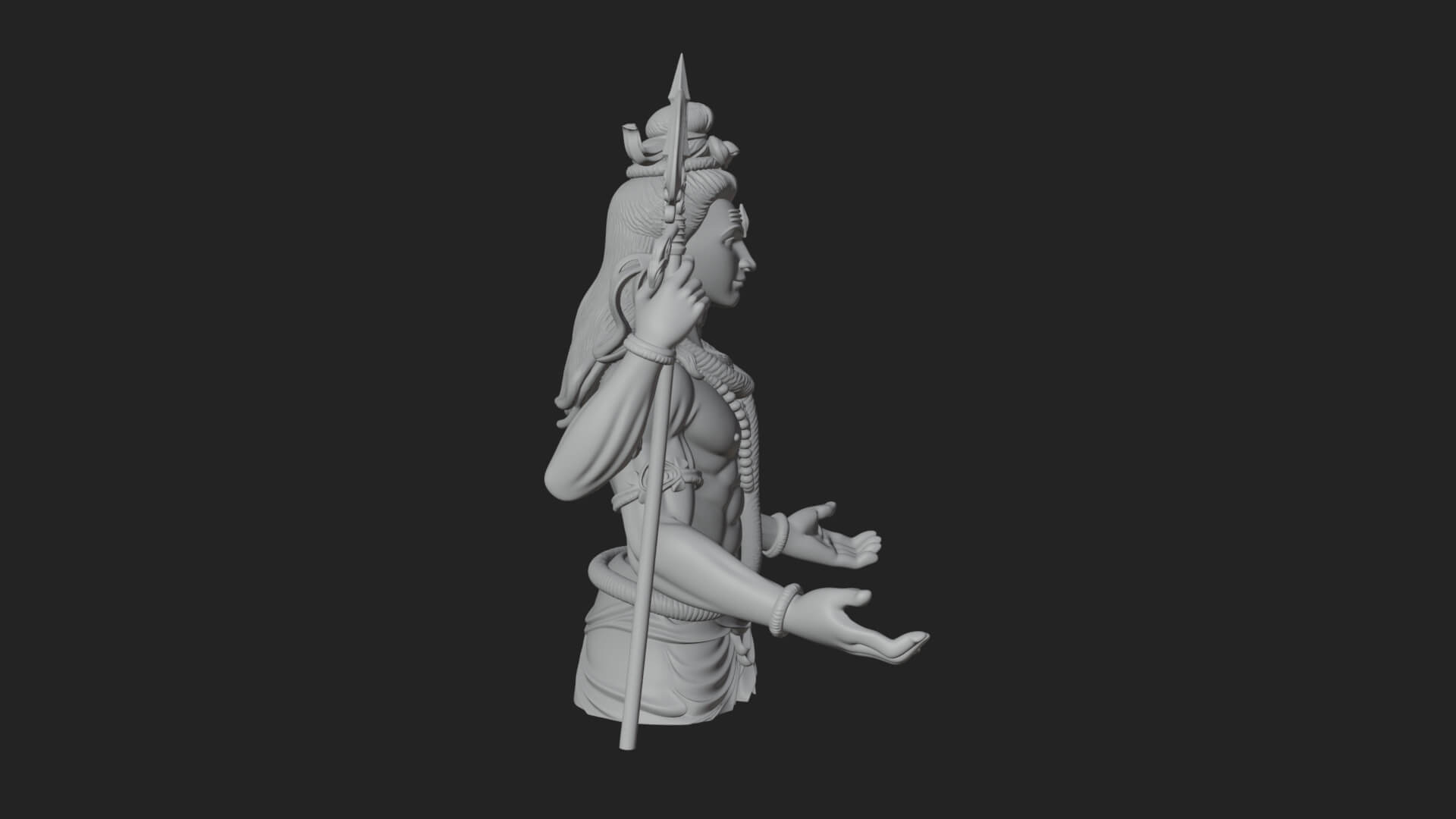 Shiva with Trident Statue Design 10 3D Print Model 3D Model