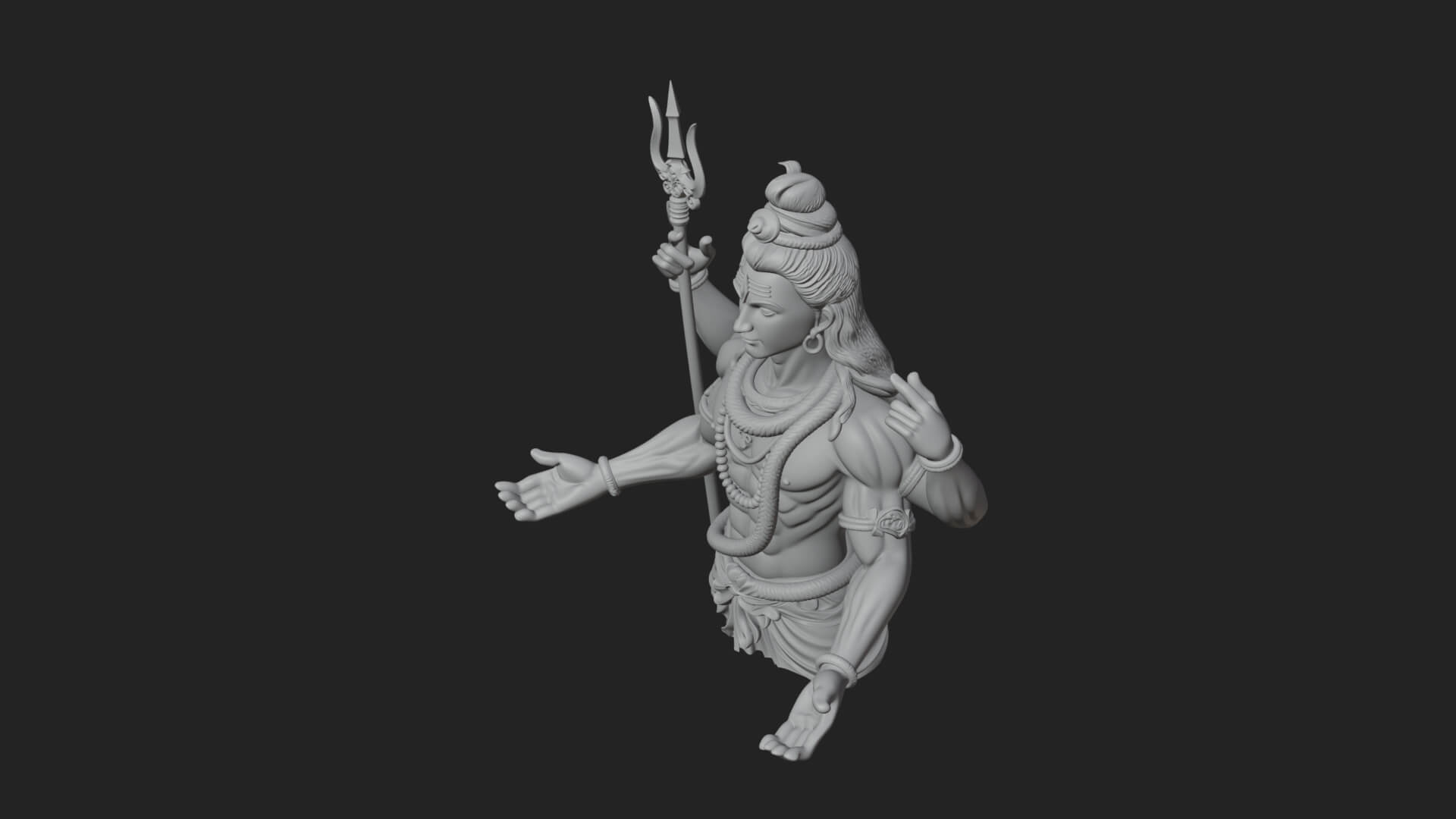 Shiva with Trident Statue Design 10 3D Print Model 3D Model