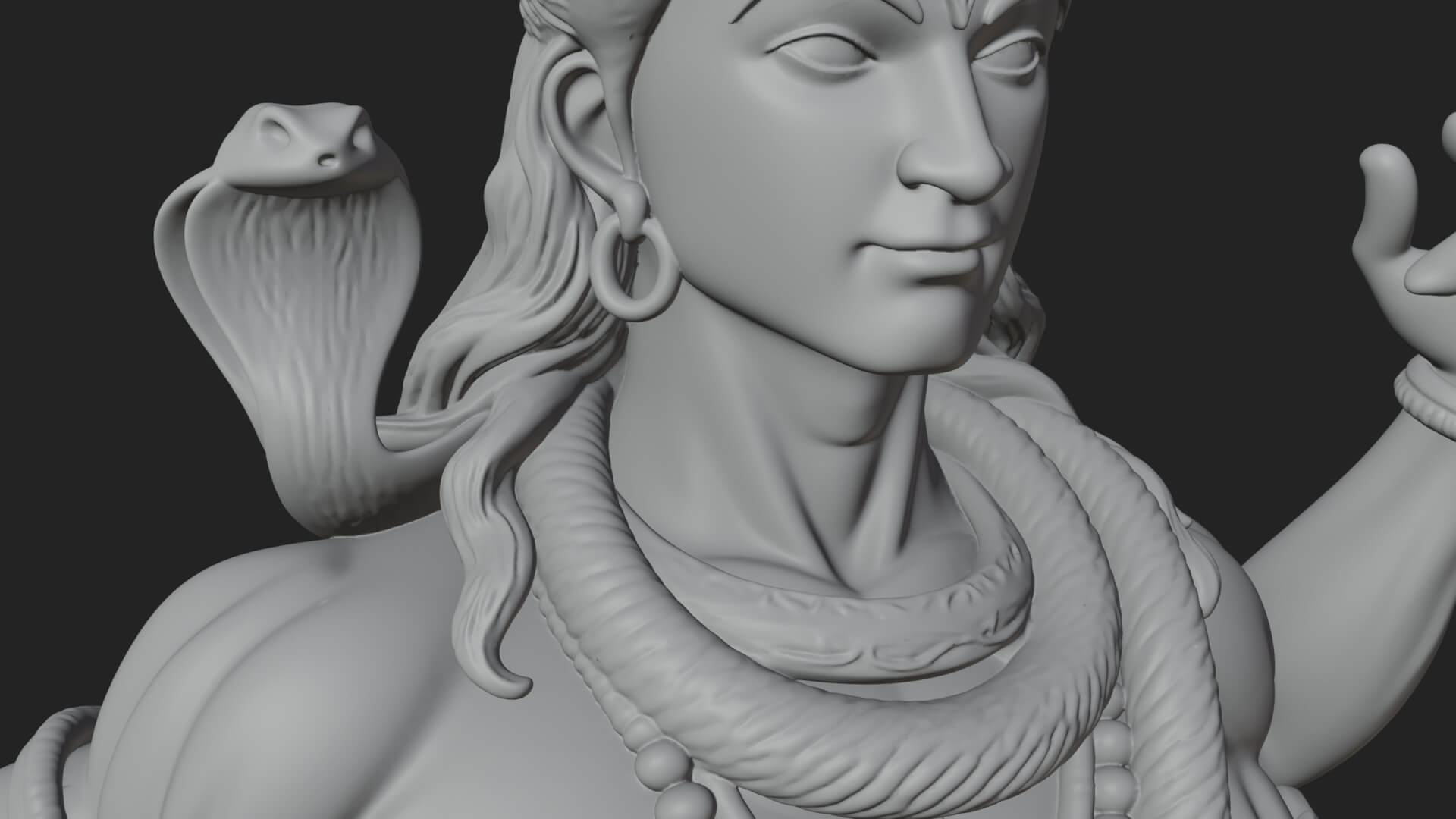 Shiva with Trident Statue Design 10 3D Print Model 3D Model