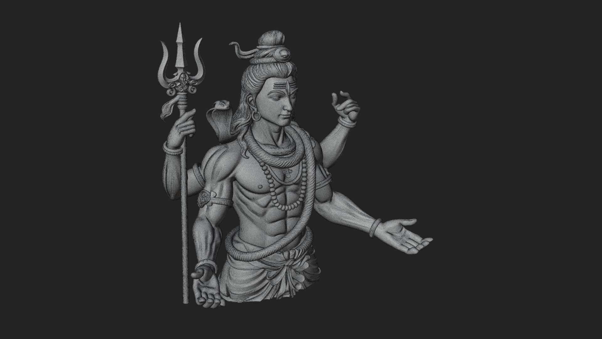 Shiva with Trident Statue Design 10 3D Print Model 3D Model