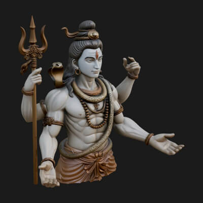 Shiva with Trident Statue Design 10 3D Print Model