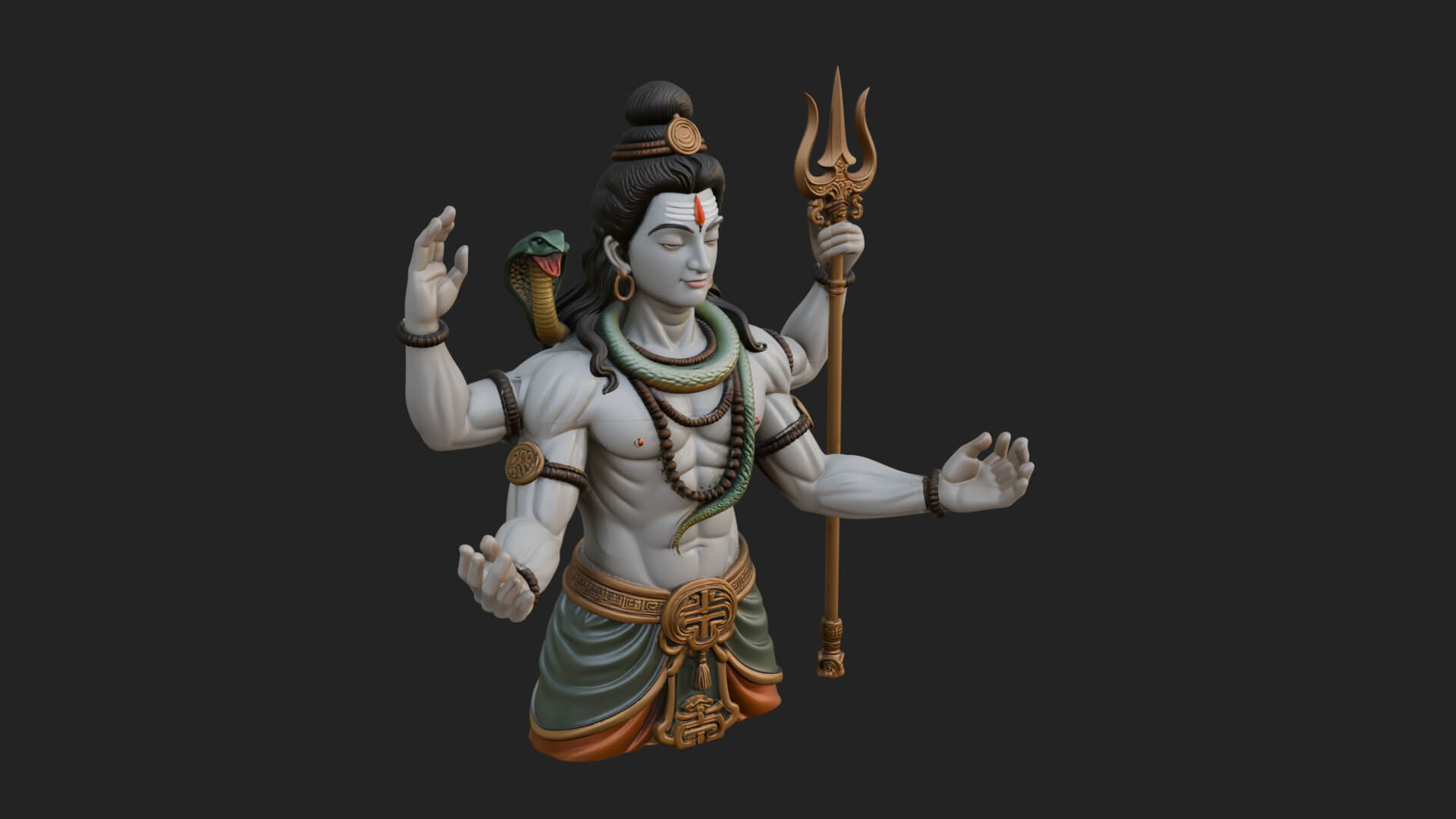 Shiva with Trident Statue Design 11 3D Print Model 3D Model