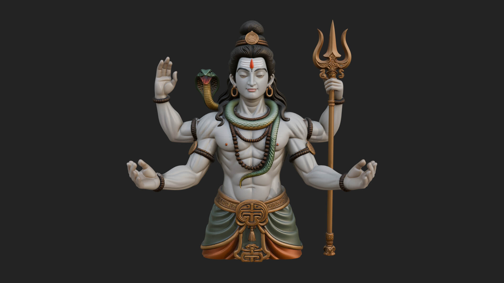 Shiva with Trident Statue Design 11 3D Print Model 3D Model