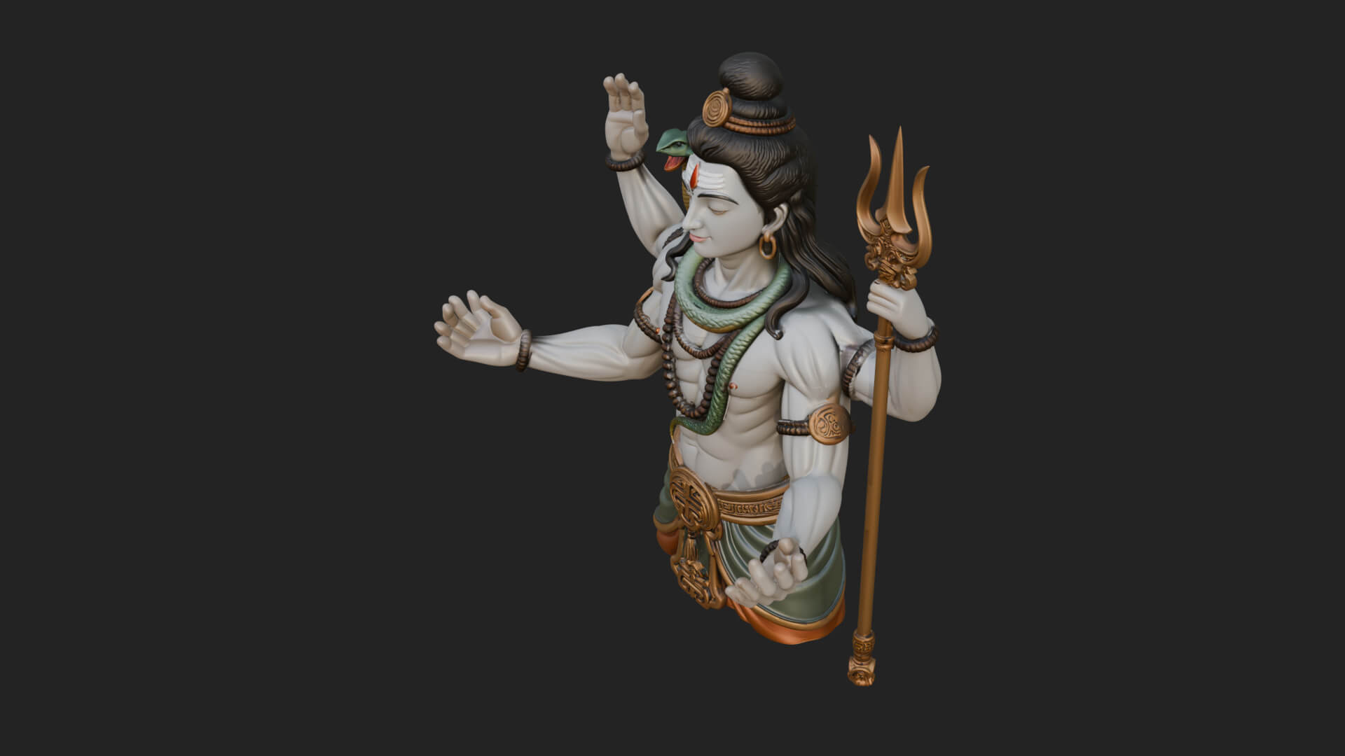 Shiva with Trident Statue Design 11 3D Print Model 3D Model