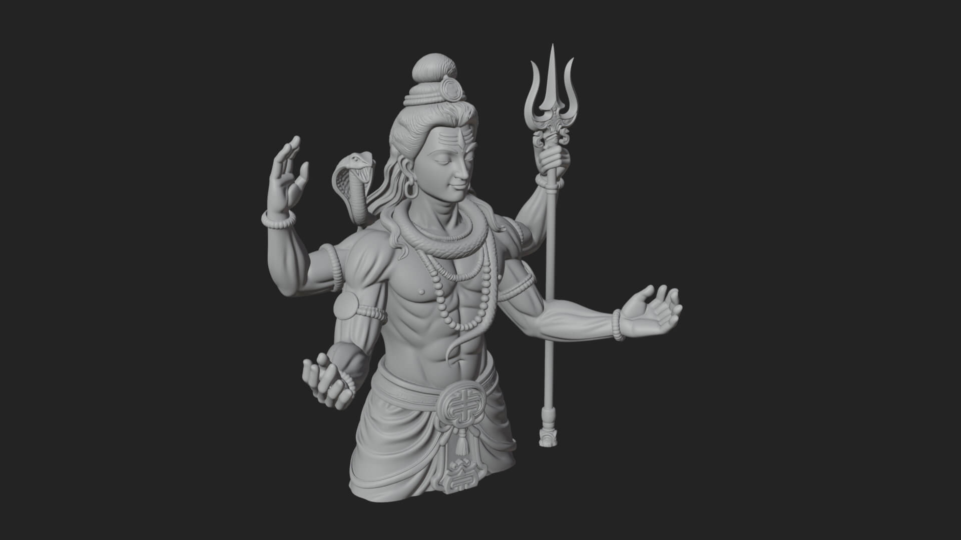 Shiva with Trident Statue Design 11 3D Print Model 3D Model