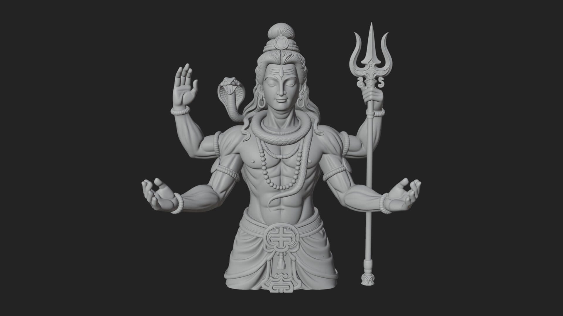 Shiva with Trident Statue Design 11 3D Print Model 3D Model
