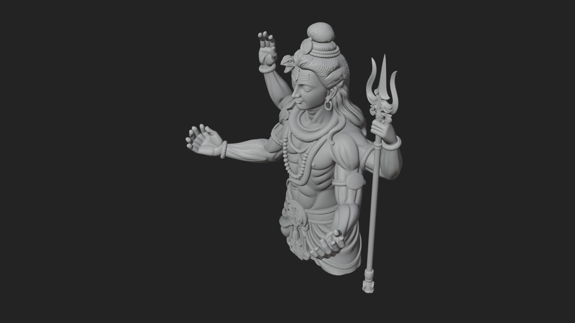 Shiva with Trident Statue Design 11 3D Print Model 3D Model