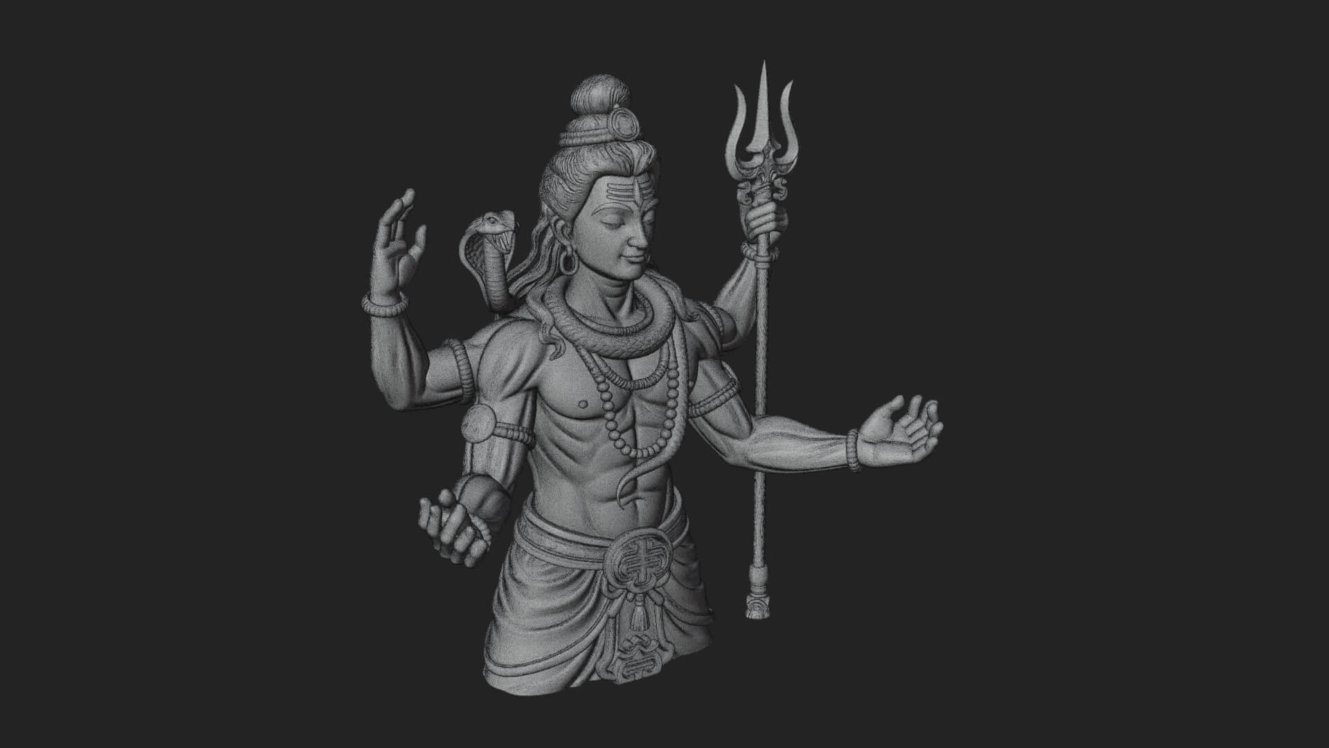 Shiva with Trident Statue Design 11 3D Print Model 3D Model