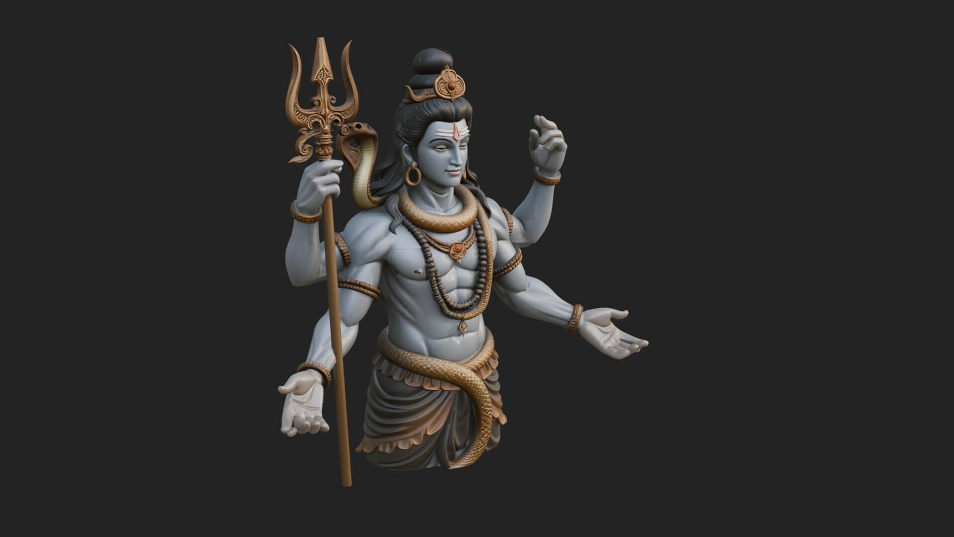 Shiva with Trident Statue Design 12 3D Print Model 3D Model