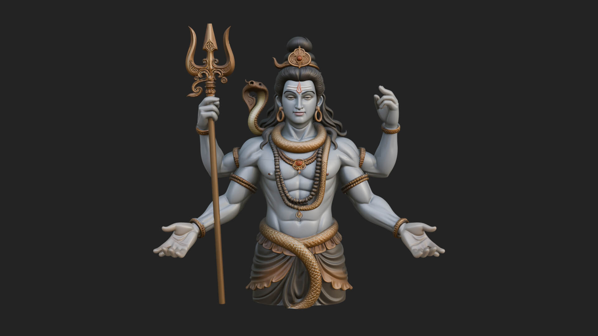 Shiva with Trident Statue Design 12 3D Print Model 3D Model