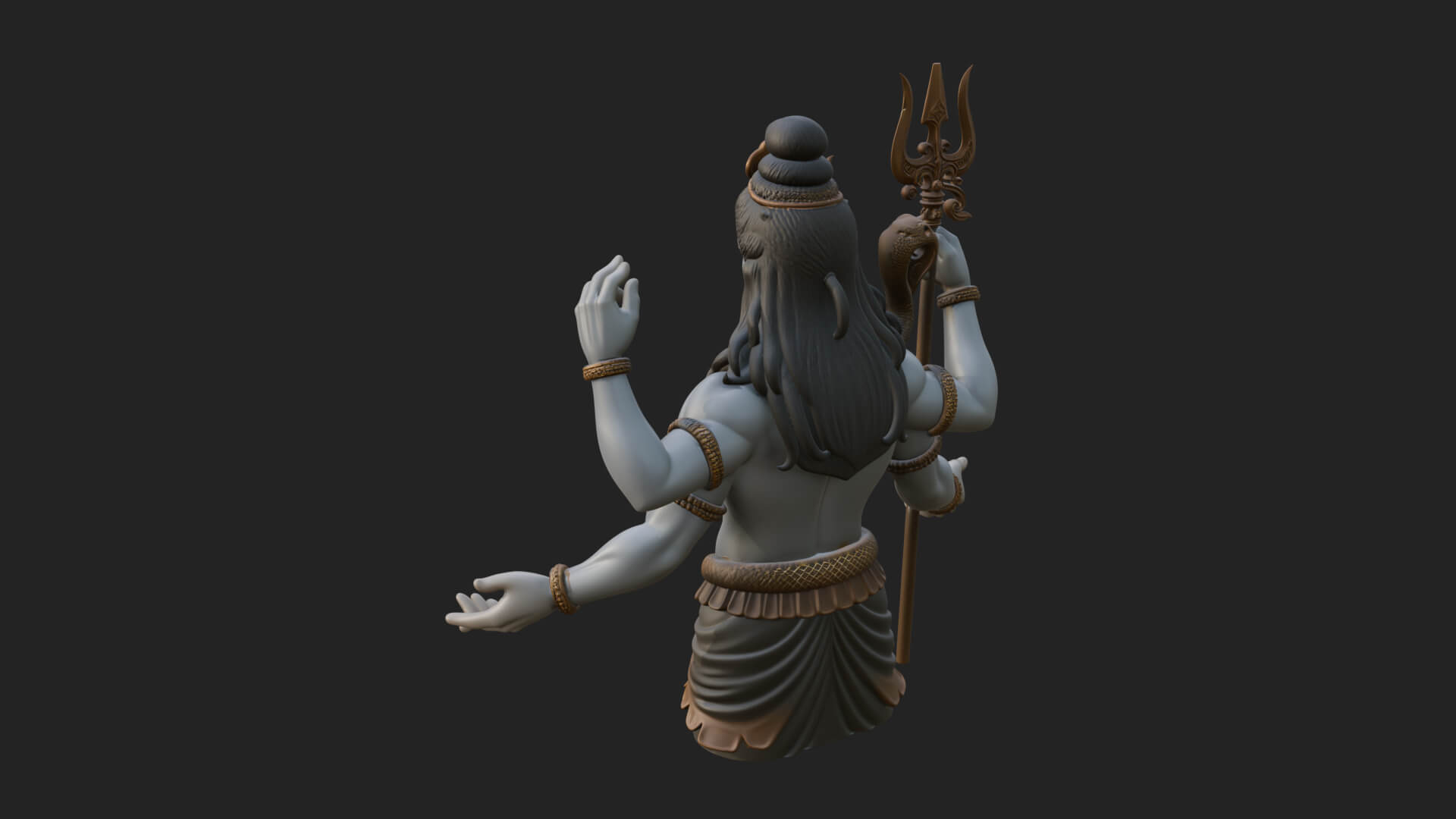 Shiva with Trident Statue Design 12 3D Print Model 3D Model