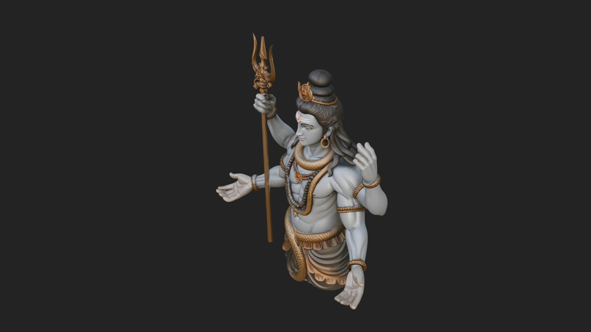 Shiva with Trident Statue Design 12 3D Print Model 3D Model