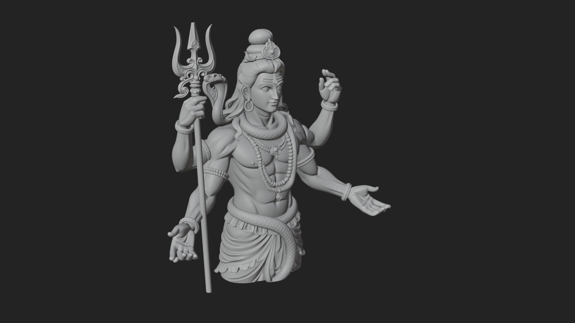Shiva with Trident Statue Design 12 3D Print Model 3D Model
