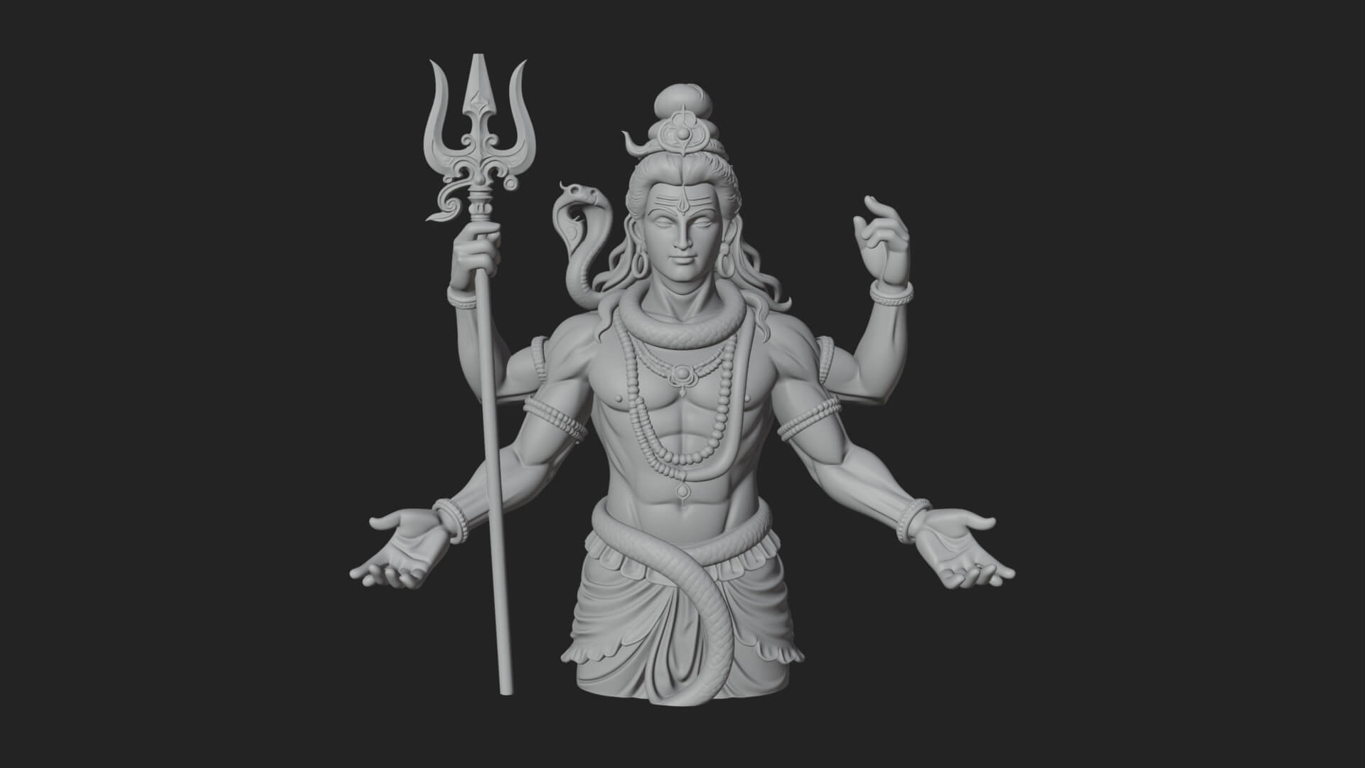 Shiva with Trident Statue Design 12 3D Print Model 3D Model