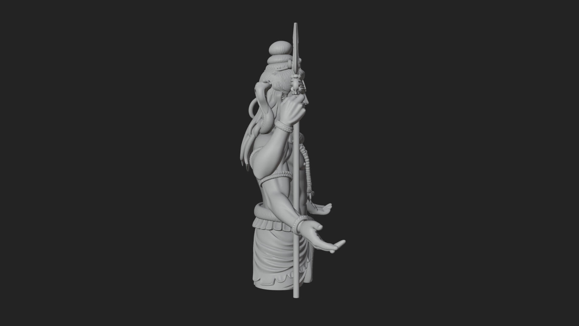 Shiva with Trident Statue Design 12 3D Print Model 3D Model