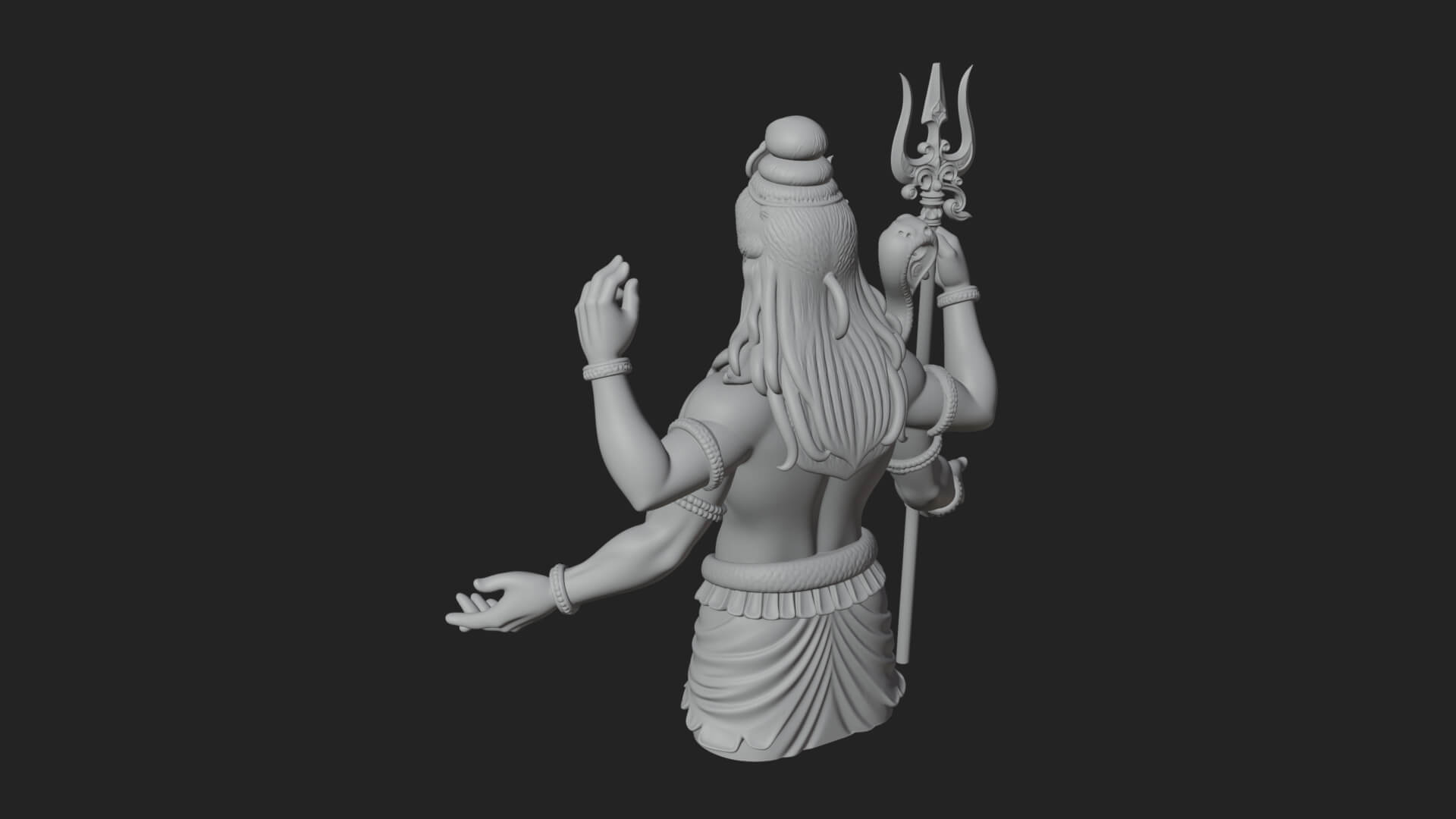 Shiva with Trident Statue Design 12 3D Print Model 3D Model