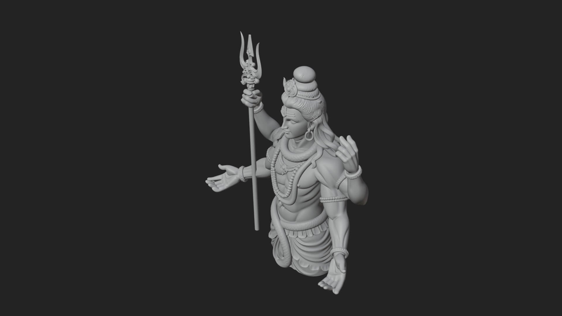 Shiva with Trident Statue Design 12 3D Print Model 3D Model