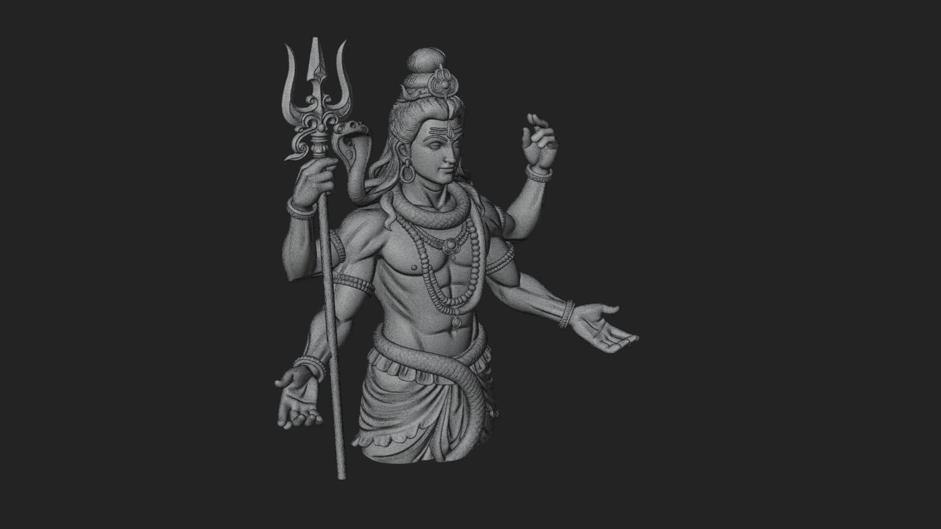 Shiva with Trident Statue Design 12 3D Print Model 3D Model