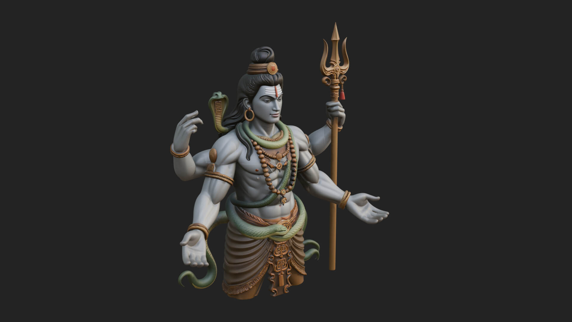 Shiva with Trident Statue Design 13 3D Print Model 3D Model