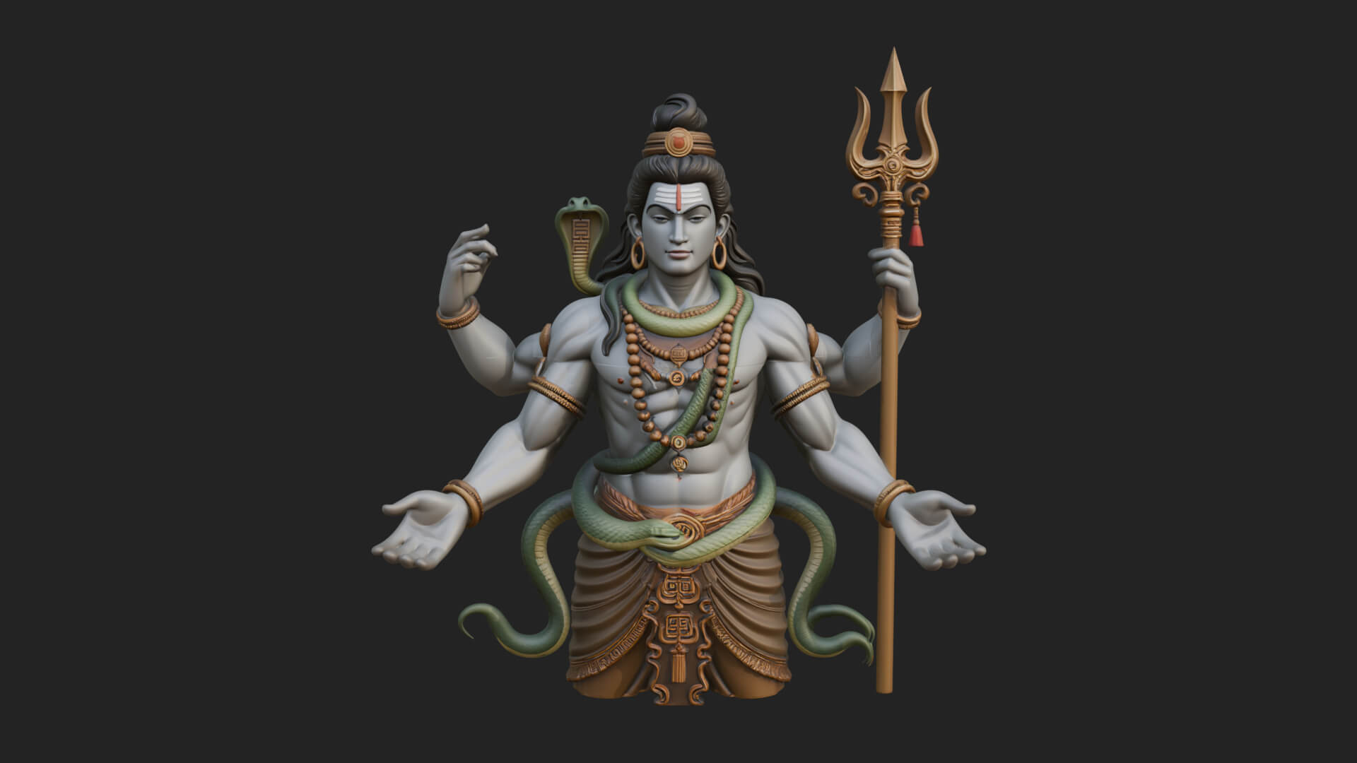 Shiva with Trident Statue Design 13 3D Print Model 3D Model