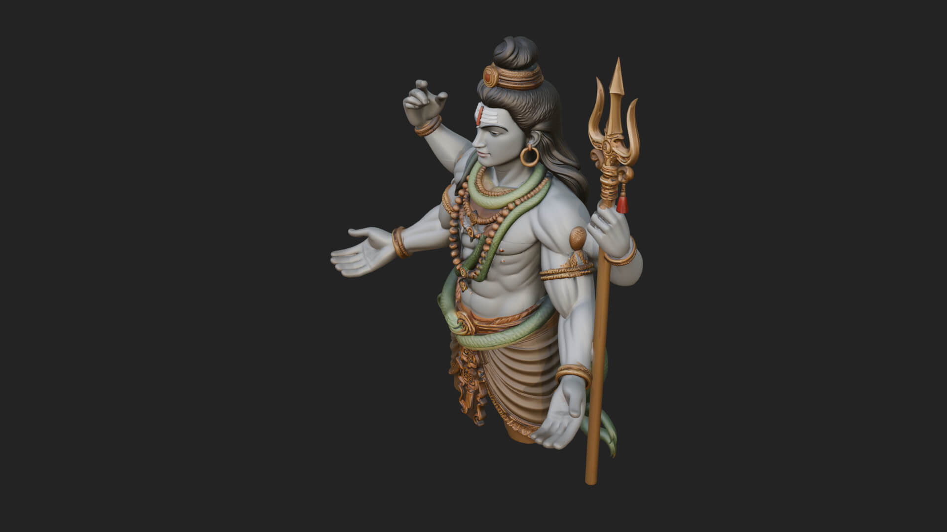 Shiva with Trident Statue Design 13 3D Print Model 3D Model