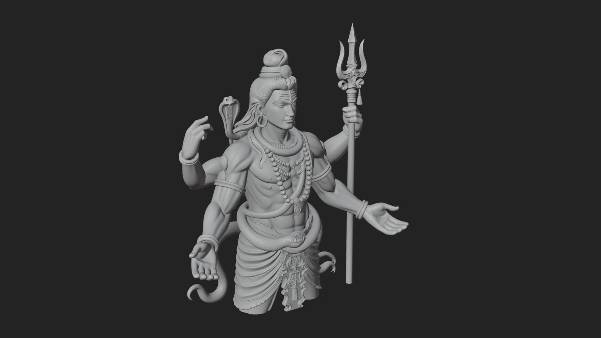 Shiva with Trident Statue Design 13 3D Print Model 3D Model