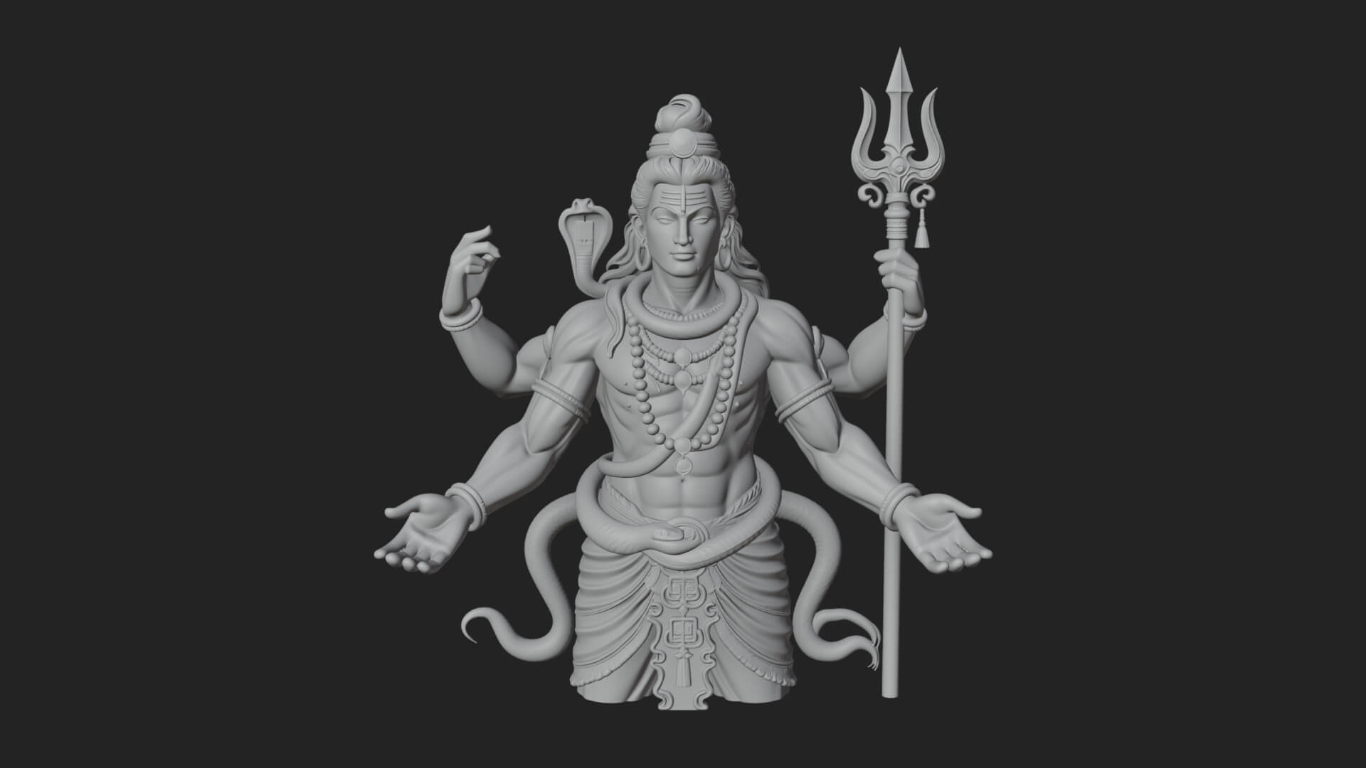 Shiva with Trident Statue Design 13 3D Print Model 3D Model