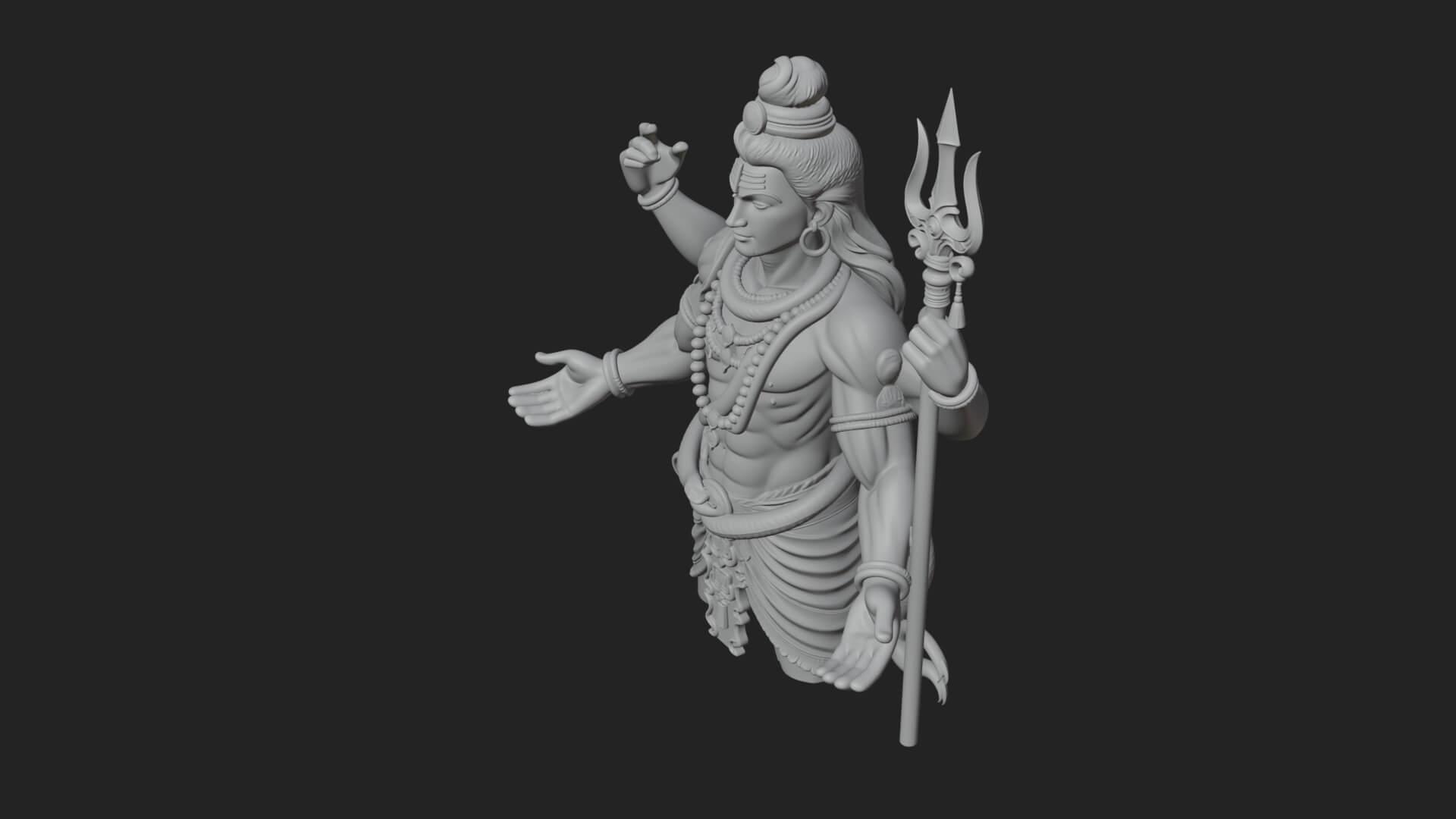 Shiva with Trident Statue Design 13 3D Print Model 3D Model