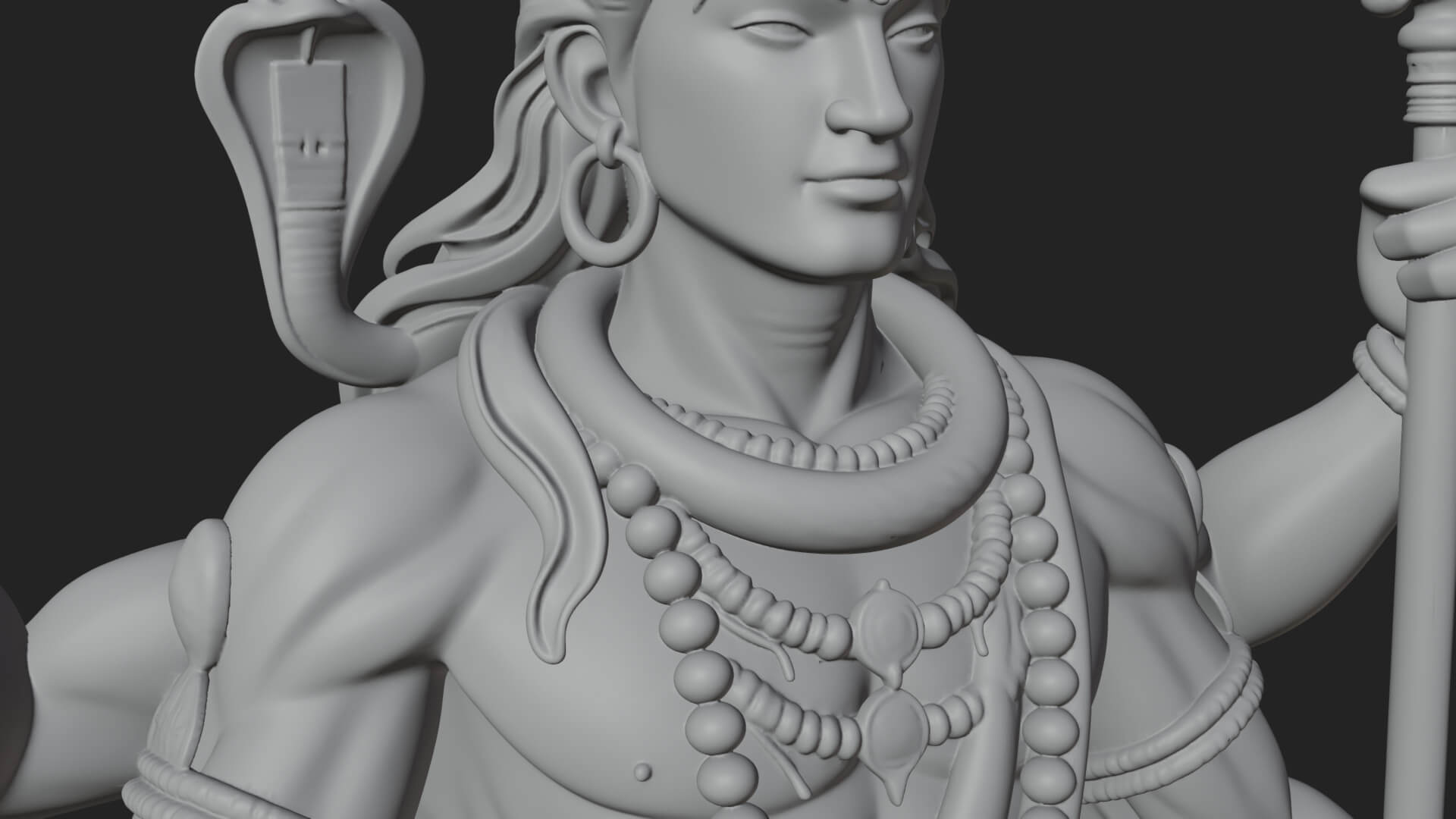 Shiva with Trident Statue Design 13 3D Print Model 3D Model