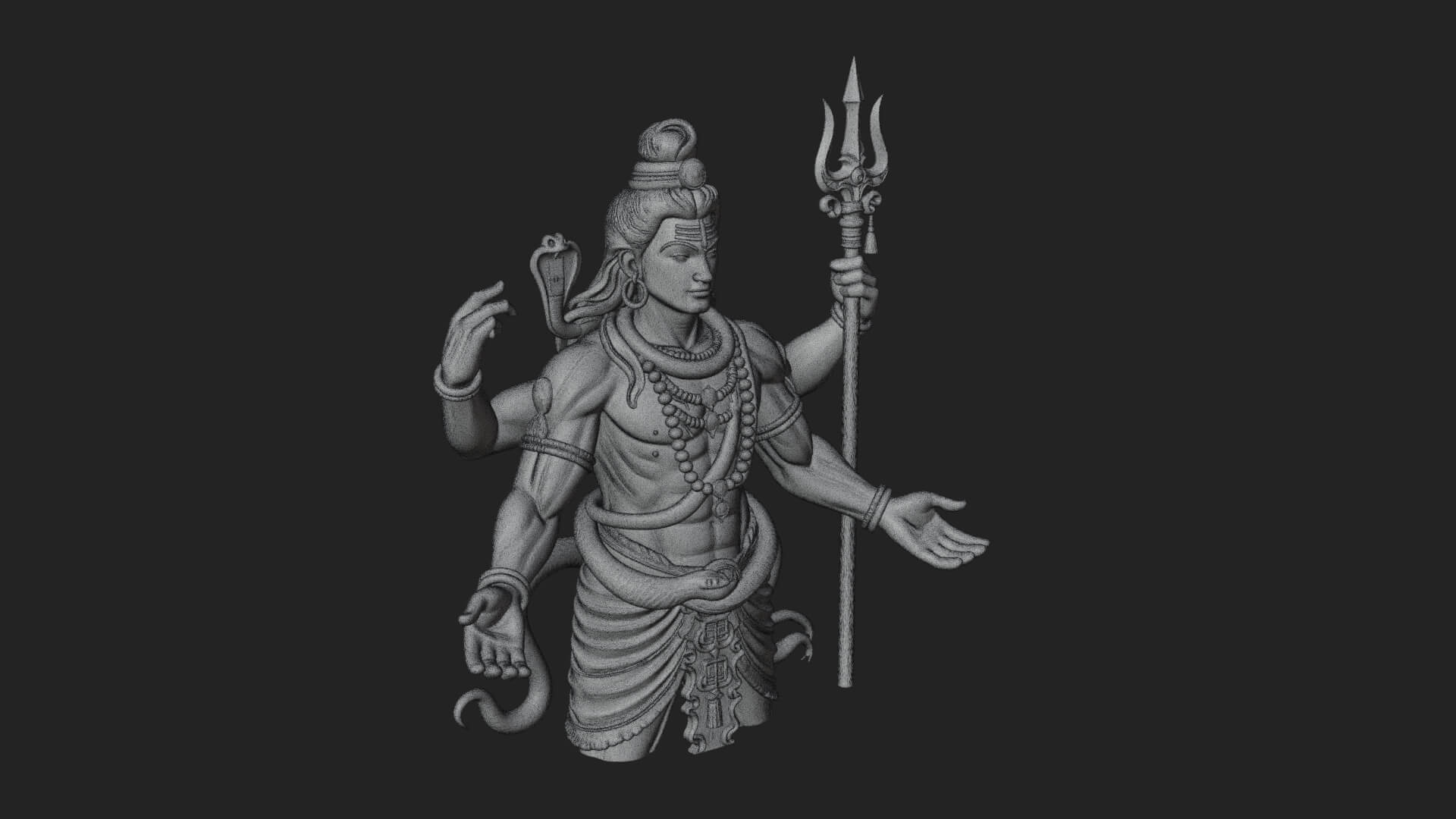 Shiva with Trident Statue Design 13 3D Print Model 3D Model