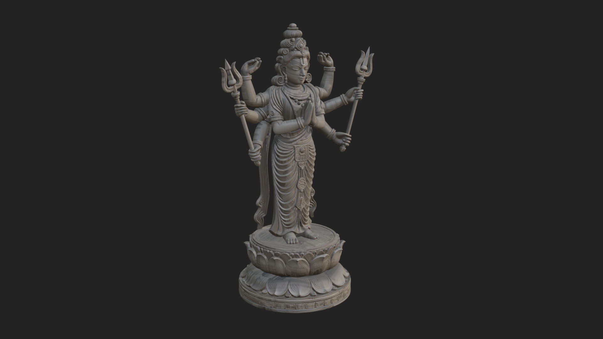 Shiva With Trident Statue Design 14 3D Print Model 3D Model