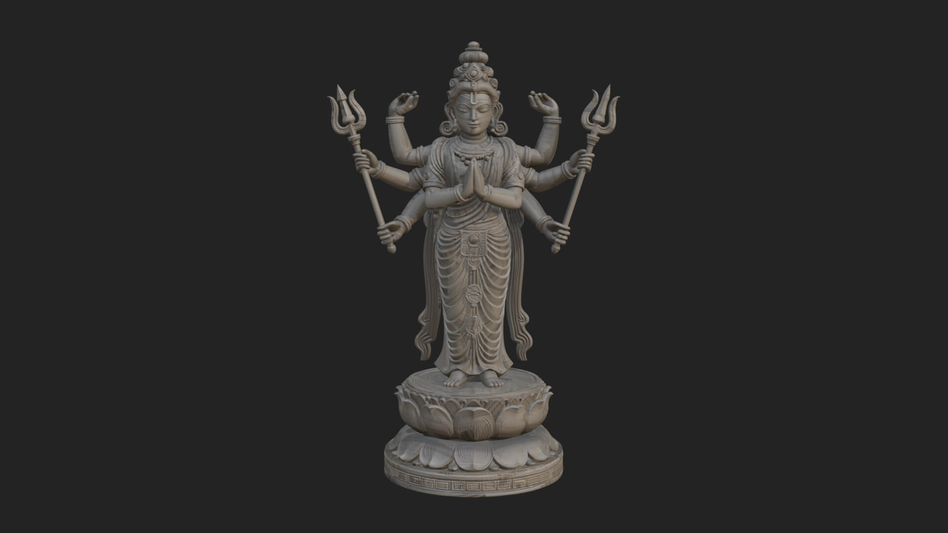 Shiva With Trident Statue Design 14 3D Print Model 3D Model