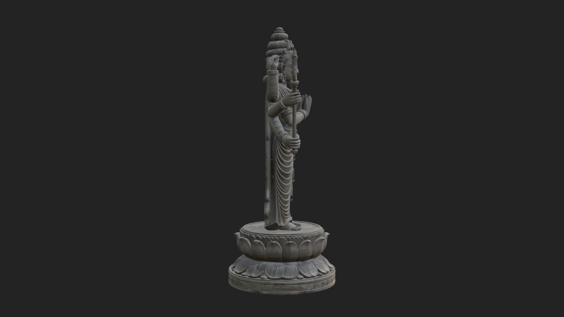Shiva With Trident Statue Design 14 3D Print Model 3D Model