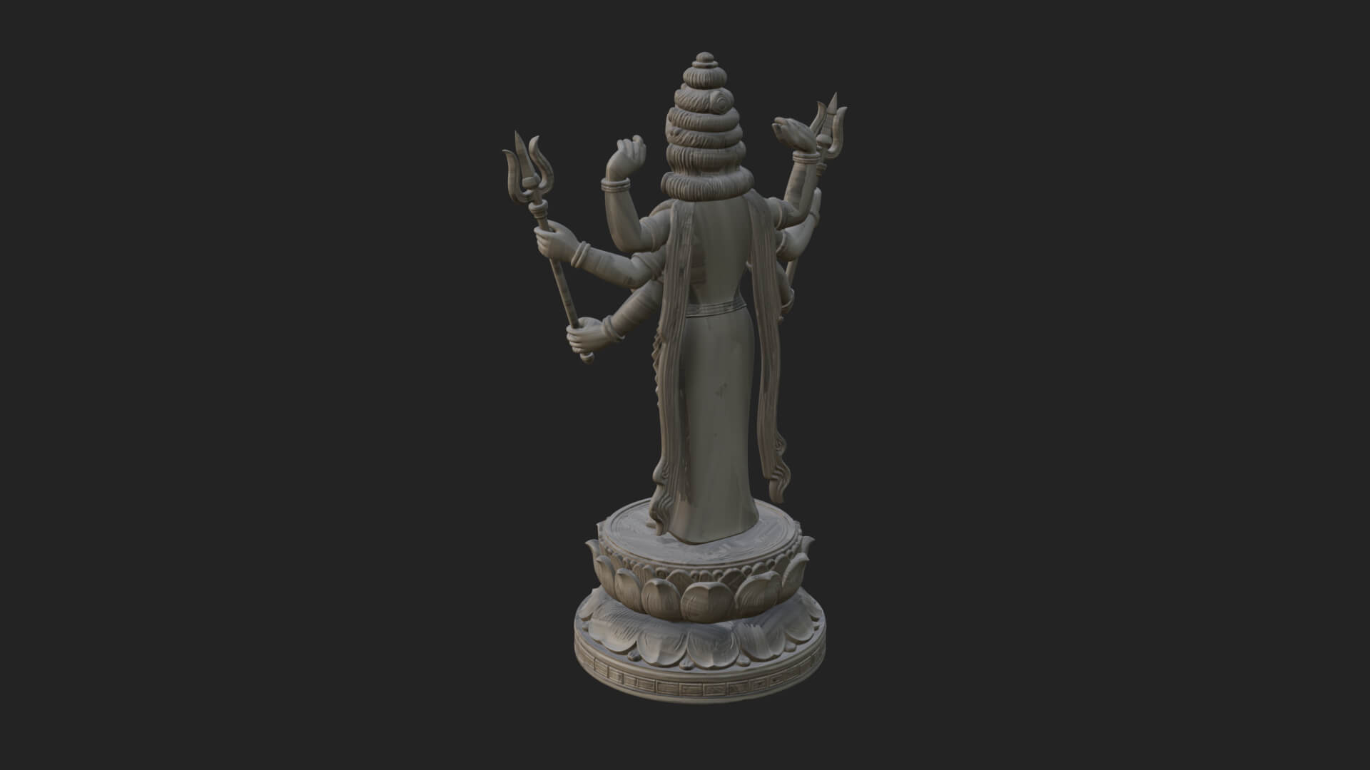 Shiva With Trident Statue Design 14 3D Print Model 3D Model