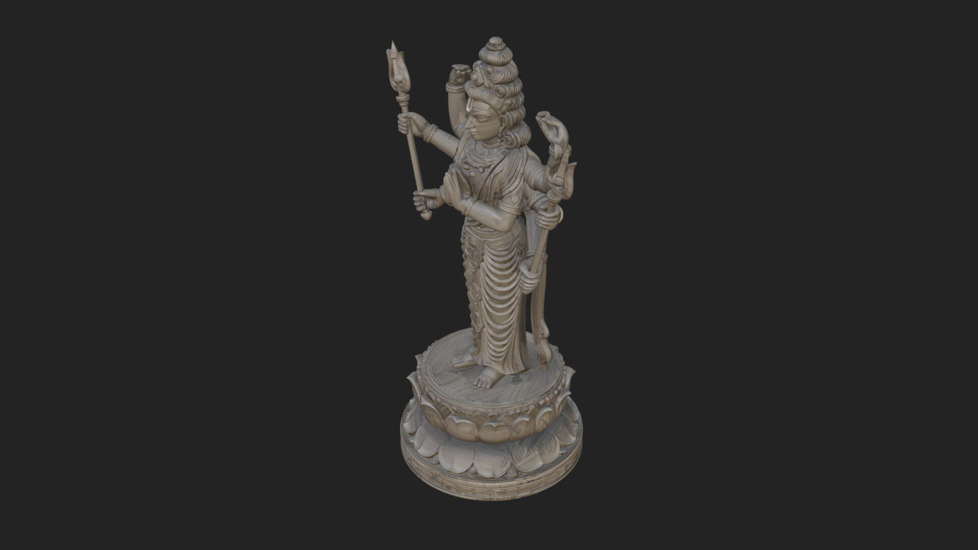 Shiva With Trident Statue Design 14 3D Print Model 3D Model