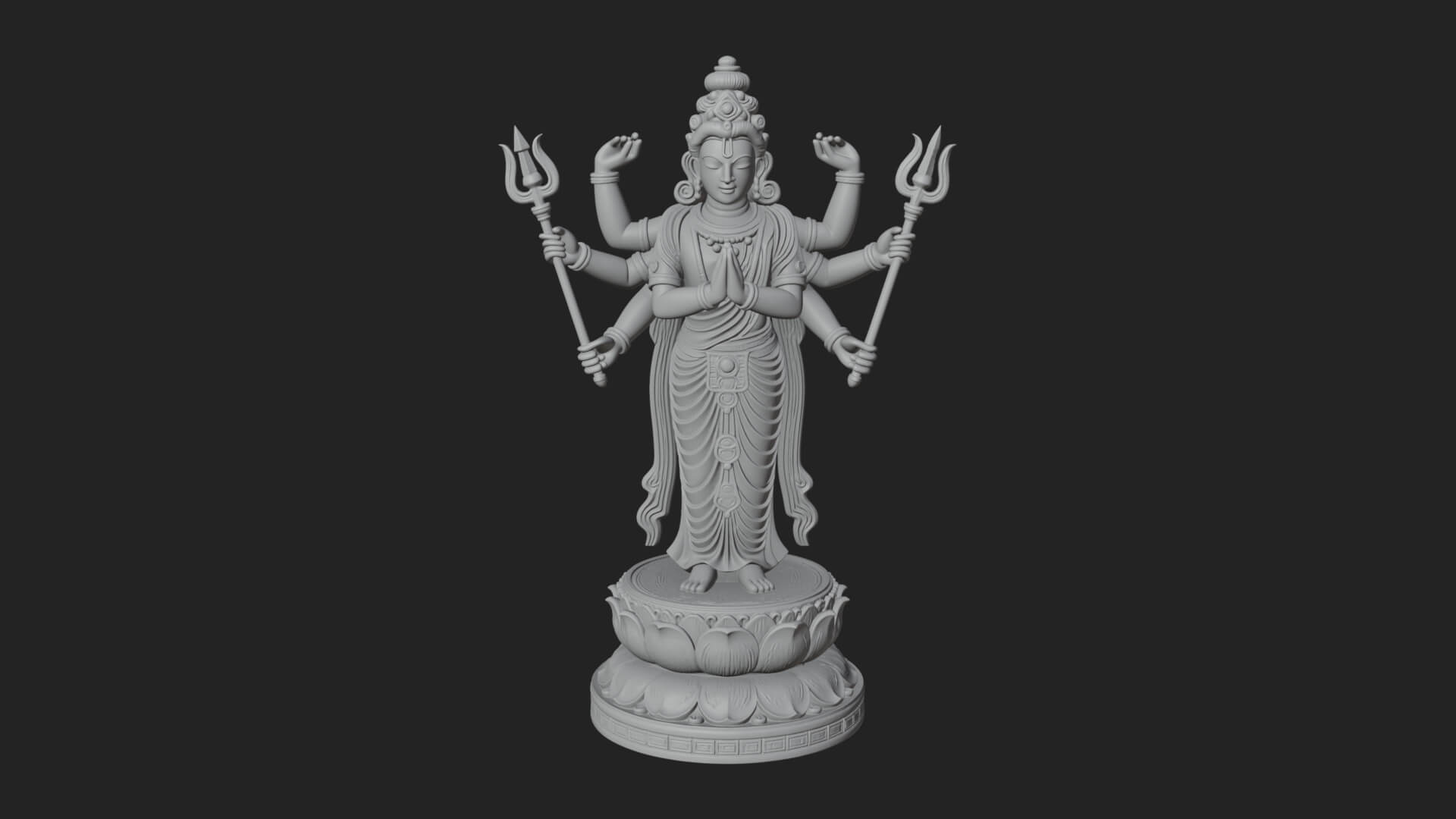 Shiva With Trident Statue Design 14 3D Print Model 3D Model