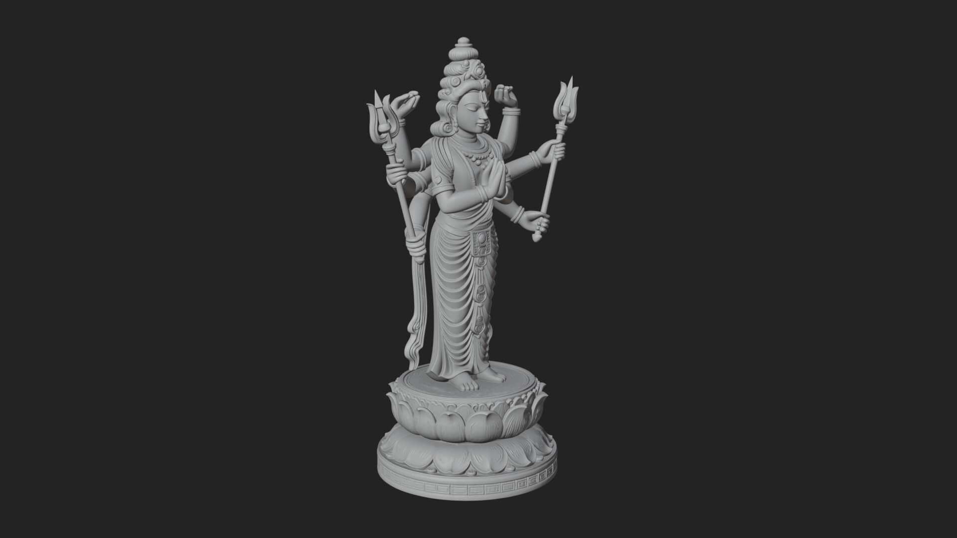 Shiva With Trident Statue Design 14 3D Print Model 3D Model