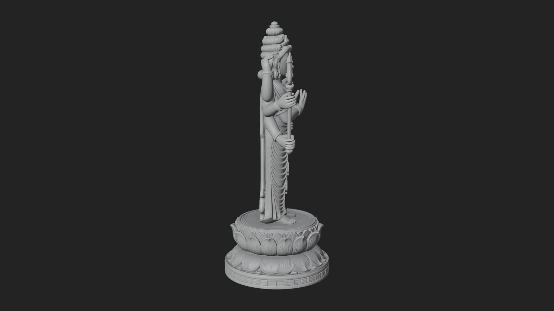 Shiva With Trident Statue Design 14 3D Print Model 3D Model