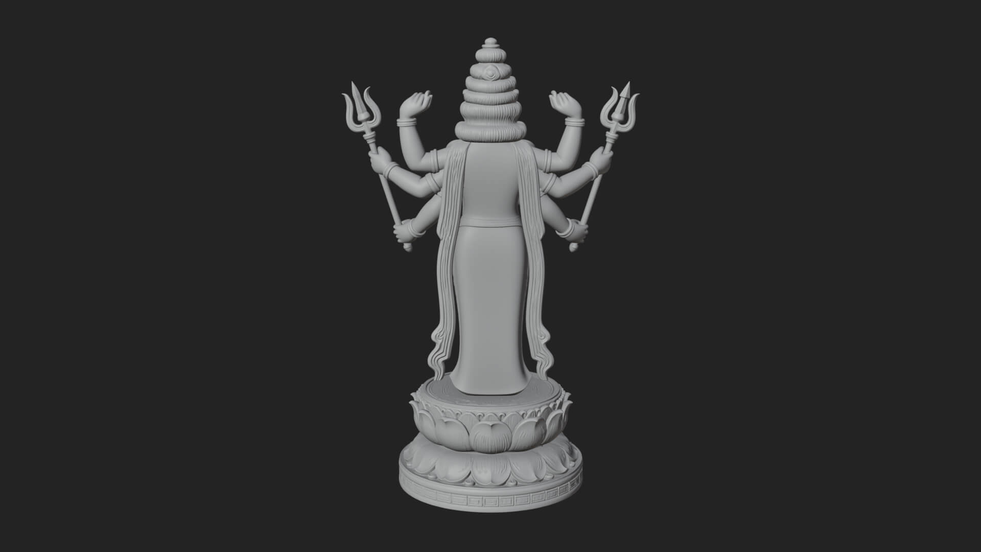 Shiva With Trident Statue Design 14 3D Print Model 3D Model