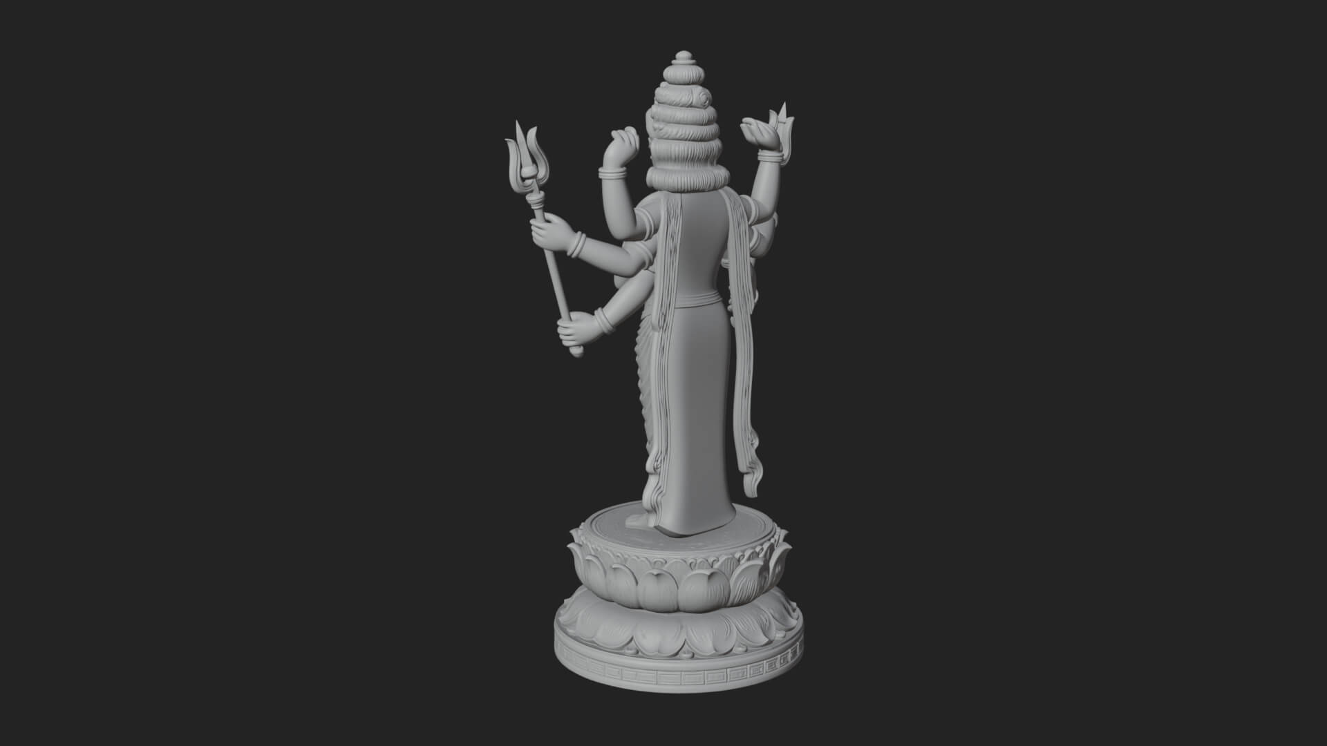 Shiva With Trident Statue Design 14 3D Print Model 3D Model