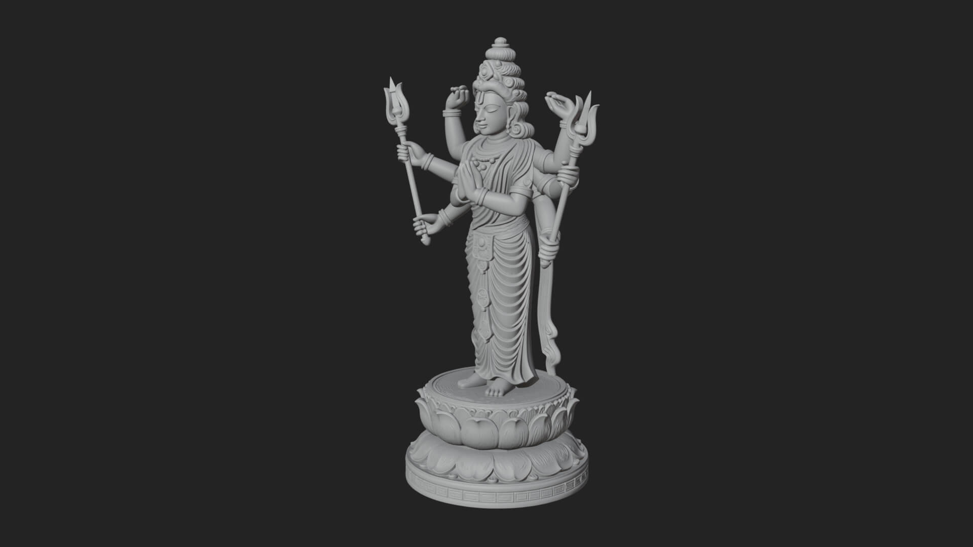 Shiva With Trident Statue Design 14 3D Print Model 3D Model