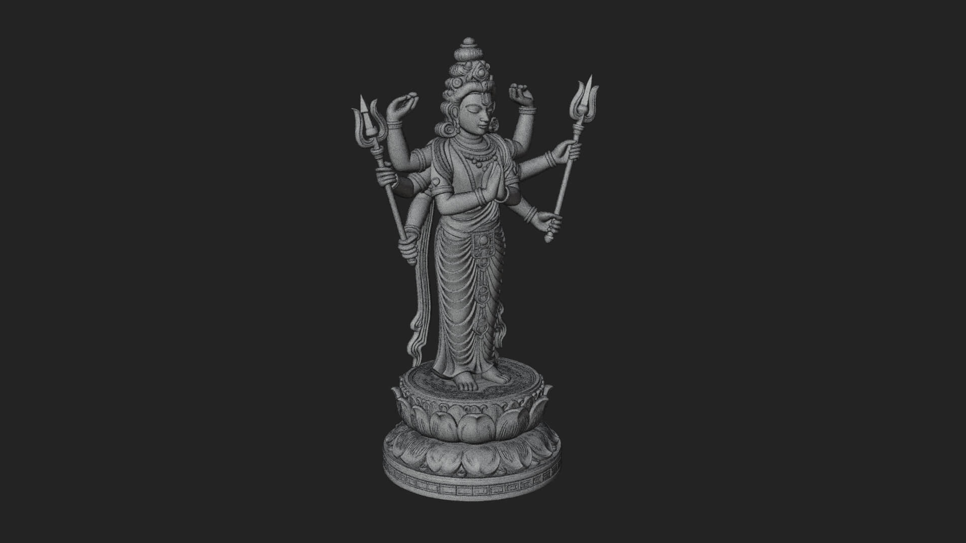 Shiva With Trident Statue Design 14 3D Print Model 3D Model