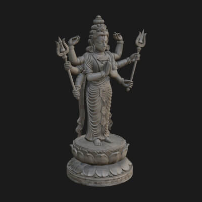 Shiva With Trident Statue Design 14 3D Print Model