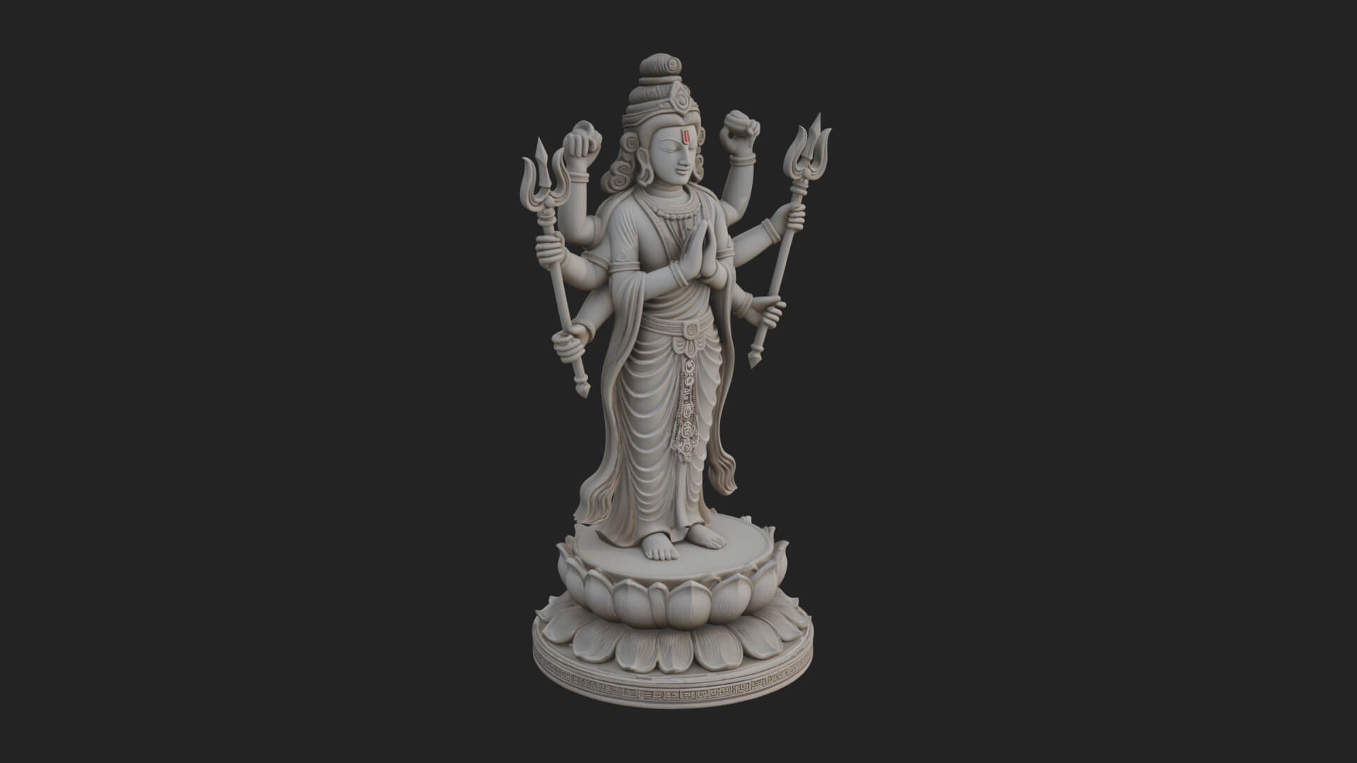 Shiva with Trident Statue Design 15 3D Print Model 3D Model